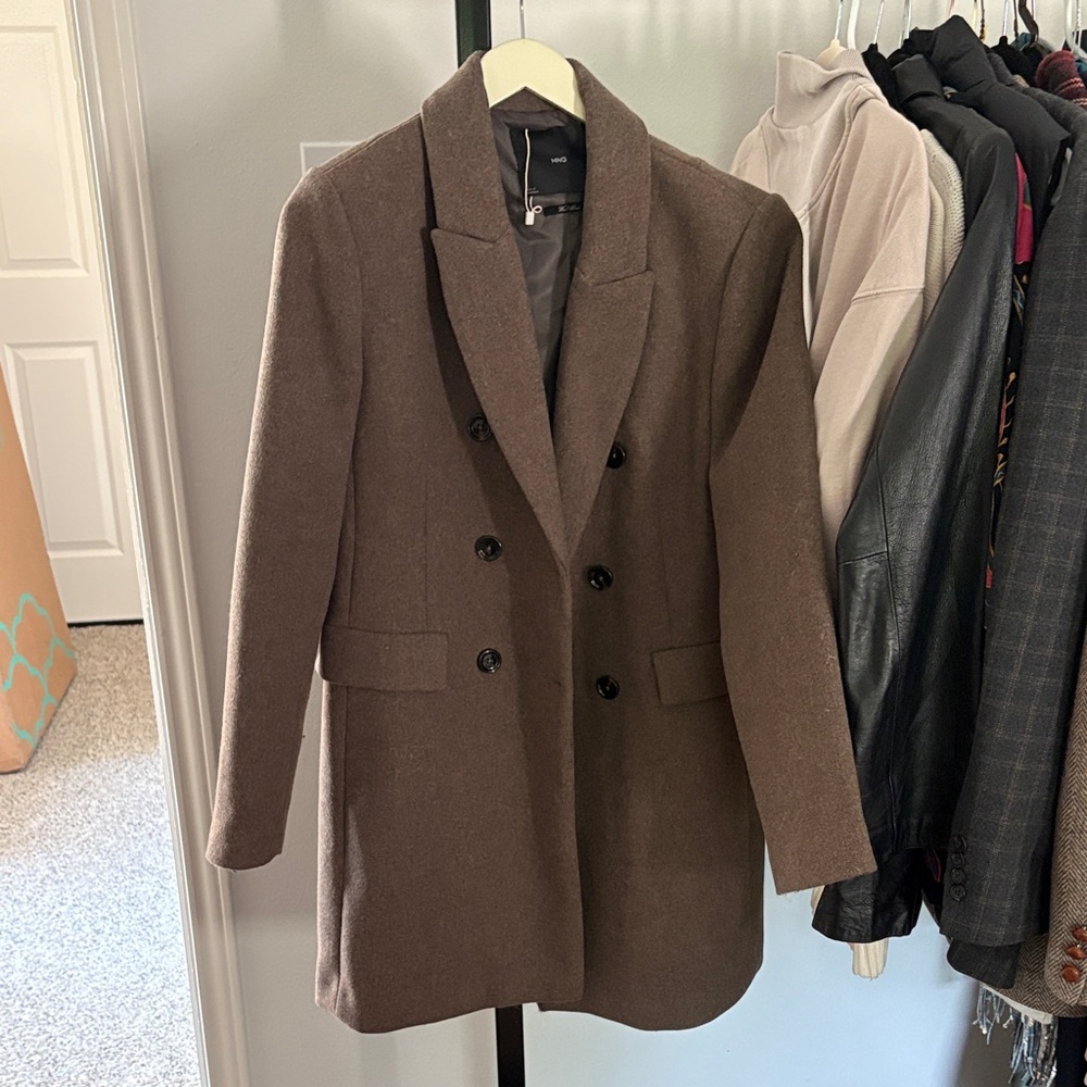 Mango Wool Blend Coat in Rich Brown